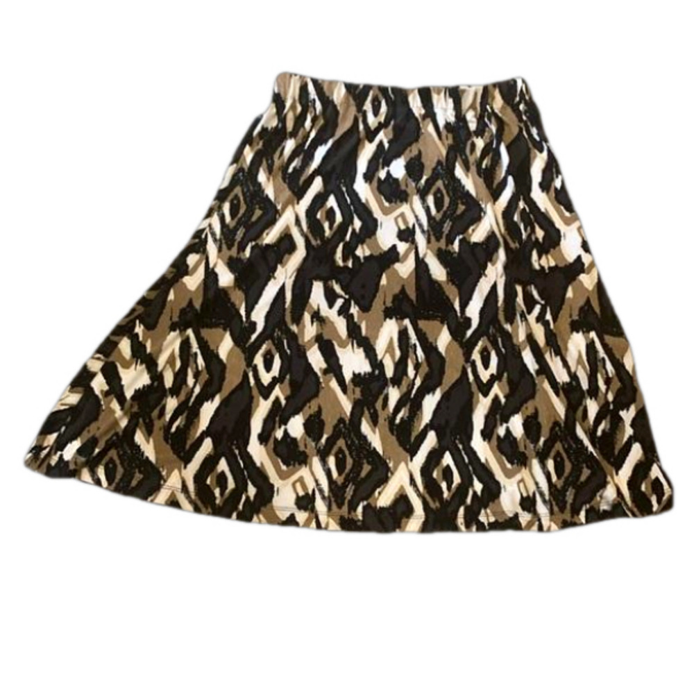 Laura Ashley Tribal Earth Midi Tone Neutral Pull On Skirt